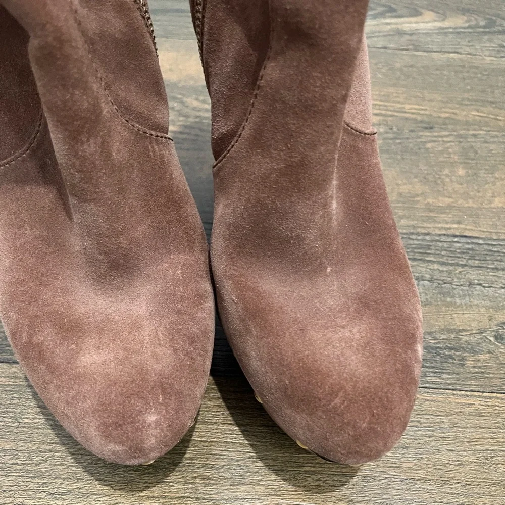 MICHAEL Michael Kors Brown Suede Studded Platforn Ankle Boots Sz. 8‎